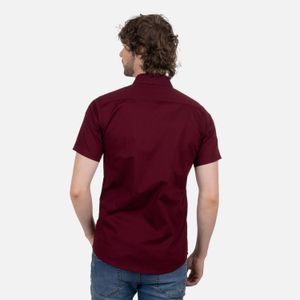 CAMISA SLIM MANGA CORTA PARA HOMBRE COLOR VINOTINTO
