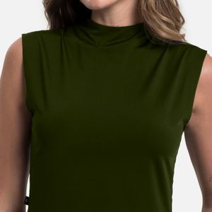 Camiseta Manga Sisa Color Verde Militar Para Mujer