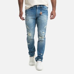 Jean Slim Color Azul Medio Para Hombre