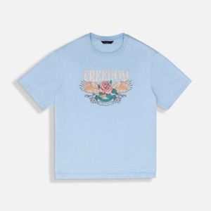 Camiseta Manga Corta Color Azul Chambray Para Mujer