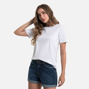 Camiseta Manga Corta Color Blanco Blanco Para Mujer