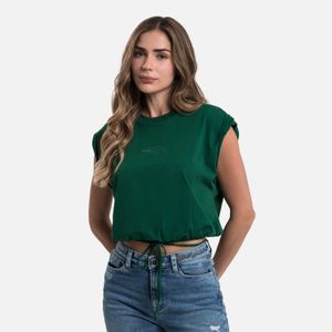 Camiseta Manga Sisa Color Verde Para Mujer