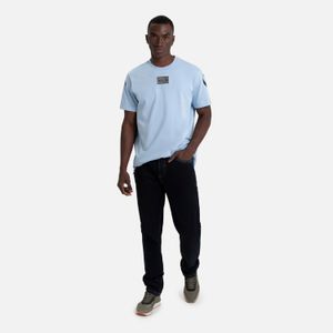 Camiseta Manga Corta Color Azul Chambray Para Hombre
