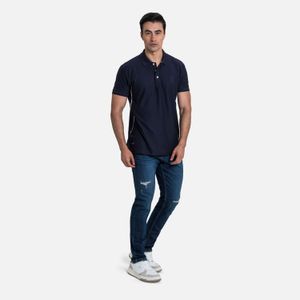 Polo Manga Corta Color Azul Oscuro Para Hombre