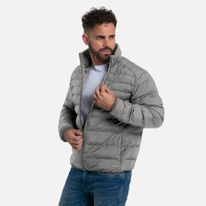 Chaqueta Acolchada Color Gris Claro Para Hombre