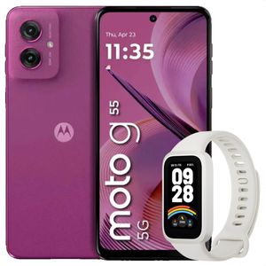 Celular Motorola Moto G55 5G 256GB /8GB Pink + Band 9 Active Wht