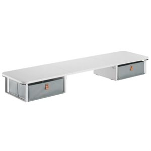 Base Eleva-monitor Madera Con 2 Cajones Techgo TDB-1 Blanco