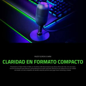 Micrófono Gamer Usb Ultracompacto Razer Seiren V3 Mini Wht