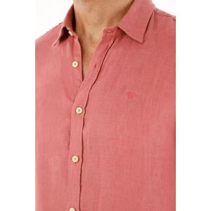 Camisa manga corta en 100% lino naranja para hombre