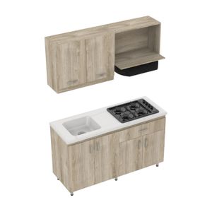 Cocina Integral Ambar 150x55 color Austral mesón granito con estufa 60x43