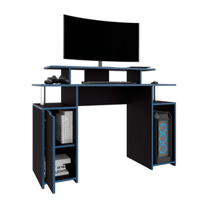 Escritorio Gamer Keria 88x120x45 RTA Wengue + Azul ZF