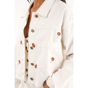 Chaqueta oversize con bordado de flores para mujer
