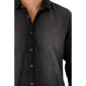 Camisa en black denim manga larga para hombre
