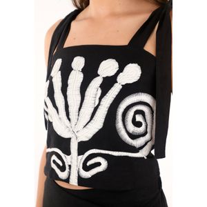 Crop top de tiras ajustables negro para mujer