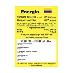 Congelador Horizontal CH 226 Blanca 152 Litros Brutos Challenger