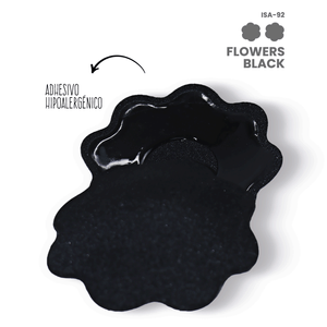 Cubre pezones adhesivos en tela reutilizables / Nipple flowers black