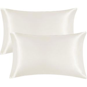 Funda Almohada Tipo Seda Set X2 Unidades 76x50cm Blanco