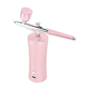 Kit De Aerografo Compresor Inalambrico Recargable Rosa