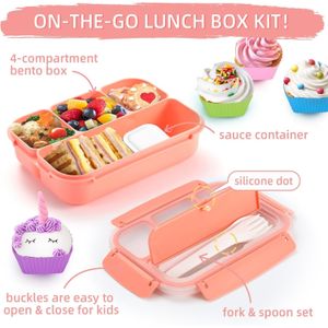 Lonchera Porta Comidas Multiples Compartimientos Rosa