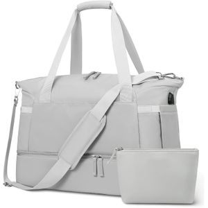 Bolso Maleta Mulifuncion Gym Viajes Para Dama 2 Piezas Gris