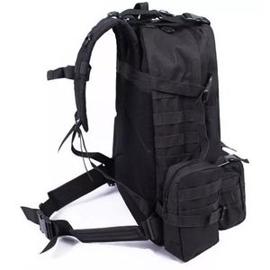 Mochila Táctica Tipo Militar 50 Litros Impermeable Piezas Removibles Negra