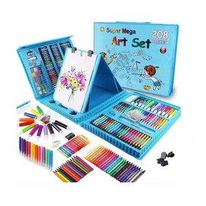 Set De Arte 208 Piezas Portátil Crayon Azul