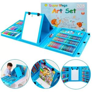 Set De Arte 208 Piezas Portátil Crayon Azul
