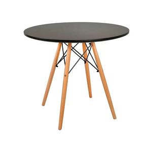 Mesa Comedor Redonda Tipo Eames Madera Negra