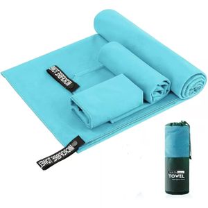 Toalla Microfibra Deportiva Set De 3 Azul (40x40 + 80x40 + 155x85) ONE PIXEL