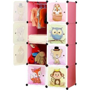 Armario Organizador de Ropa y Juguetes Por Modulos para Niños Rosa