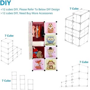 Armario Organizador de Ropa y Juguetes Por Modulos para Niños Rosa