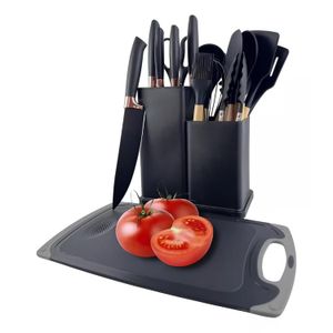 Set Utensilios Cocina Silicona Resiste Calor 19 Piezas Negro