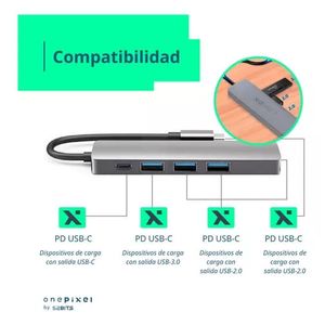 Hub Adaptador Usb C Multipuerto 5 En 1 Para Mac Macbook Windows Android One Pixel