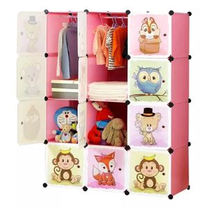 Armario Organizador de Ropa y Juguetes Por Modulos Grande para Niños Rosado