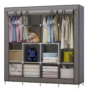 Closet Armario Extra Doble Desarmable Con Forro 4 Espacios Gris