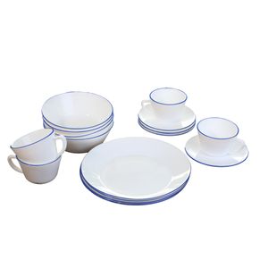 Vajilla Vitroceramica Borde Azul