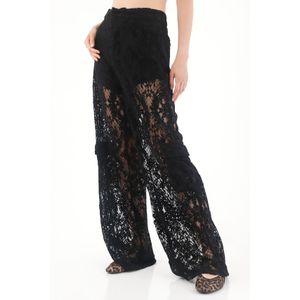 Pantalón Wide Leg de encaje negro para mujer