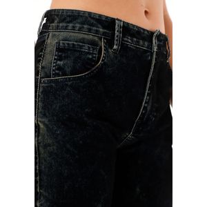 Jean Recto tiro alto azul para mujer