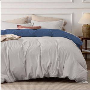 Funda Duvet Bicolor Azul Oscuro | Gris Claro | Microfibra | Cover