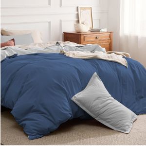 Funda Duvet Bicolor Azul Oscuro | Gris Claro | Microfibra | Cover