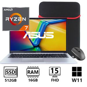 Portatil Asus M1502 Amd Ryzen 7 Ssd 512Gb 16Gb 15" FHD Win 11 + Mouse Inalambrico y Funda