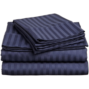 Juego de Sábanas Unicolor en Polialgodón 600 hilos Azul Oscuro
