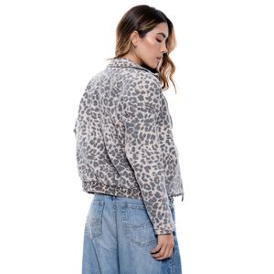 Chaqueta Estampado Animal Print Con Desgaste