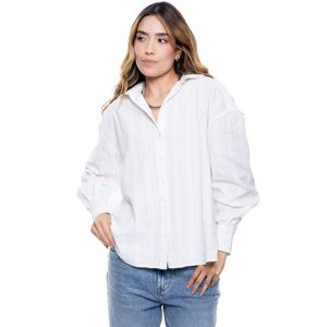 Camisa Manga Larga A Rayas Bordadas