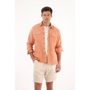 Camisa naranja manga larga para hombre