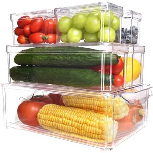 Juego De 7 Organizadores De Refrigerador Con Tapa Plastico