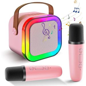 Kit Parlante Y 2 Micrófonos Karaoke Para Niños Bluetooth Rosa