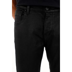 Jean Skinny negro efecto cuero para hombre