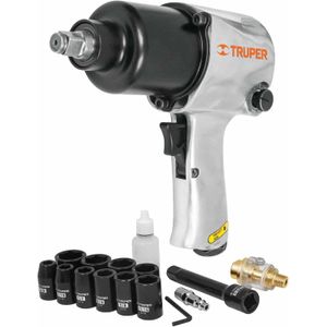 Kit de llave de impacto 1/2" industrial con estuche plástico Truper TPN-734H-2K