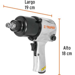 Kit de llave de impacto 1/2" industrial con estuche plástico Truper TPN-734H-2K
